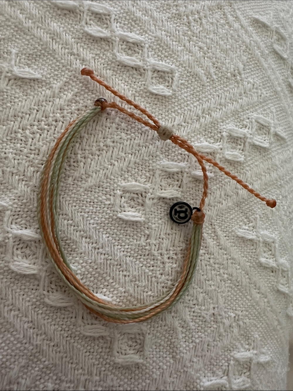 NWOT Pura Vida Adjustable Woven Multi-Strand Bracelet - Peach & Sage